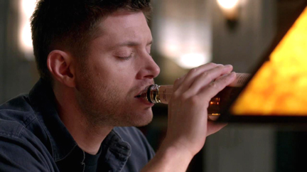 Dean's obviously trying to drink something away. Dean's obviously trying to drink something away.